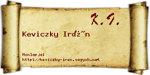 Keviczky Irén névjegykártya